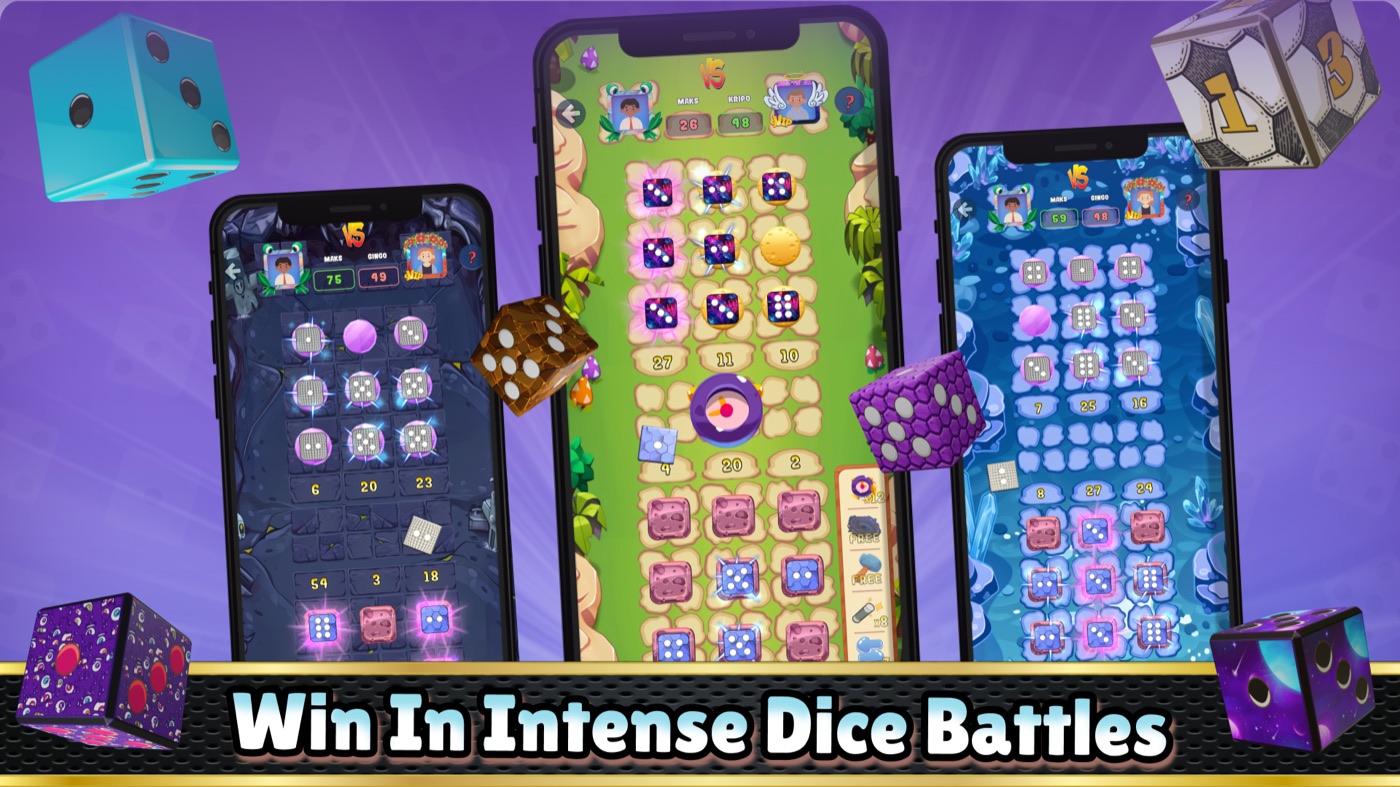 Dice battles on three different boards